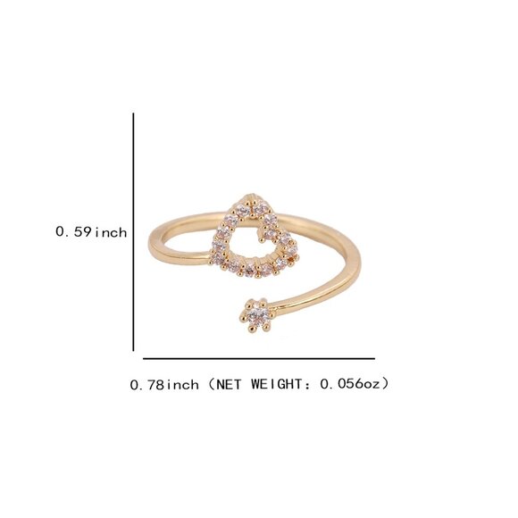 3/$35 Silver Plated Cubic Zirconia Heart Ring Copper Stackable Diamond Jewelry - Picture 6 of 8